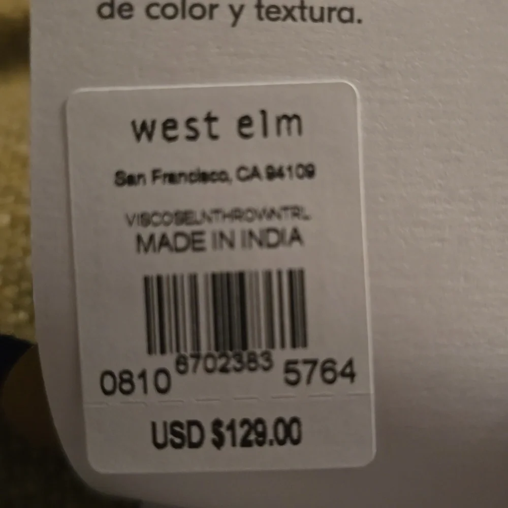 ❤️BUY 2 GET 1 FREE  West Elm Luxurious Tan Bedding Viscose Linen Throw, Natural